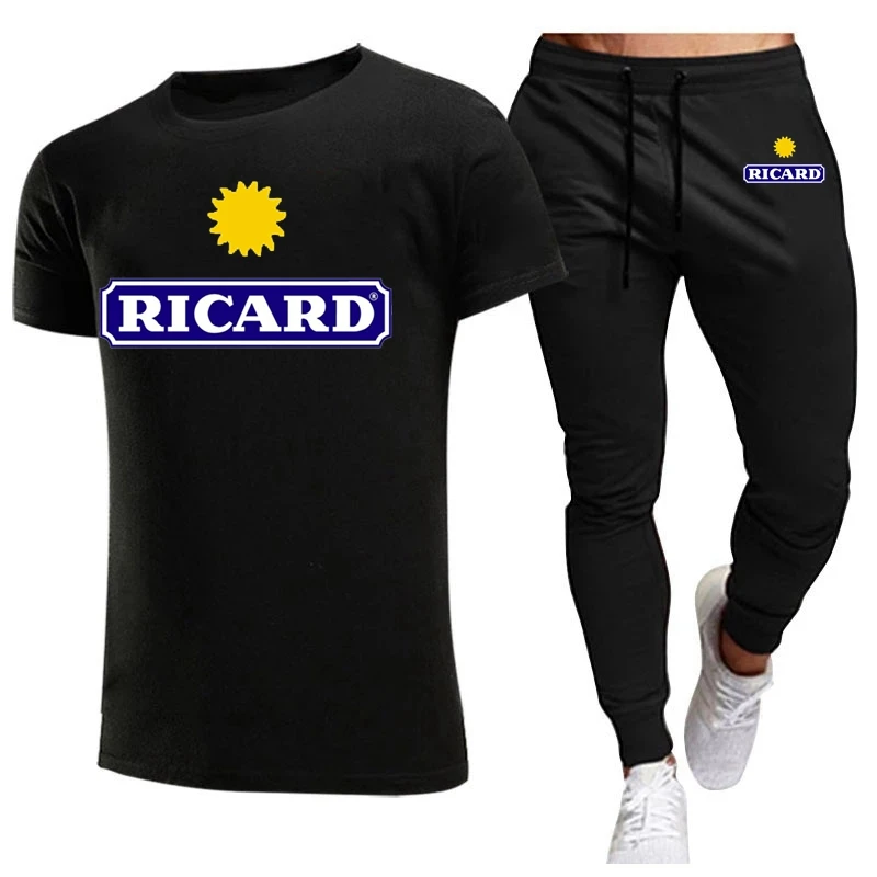 

Ricard Hot-Selling Summer T-Shirt Pants Set Casual Brand Fitness Jogger Pants T Shirts Hip hop Fashion Men's Tracksuit