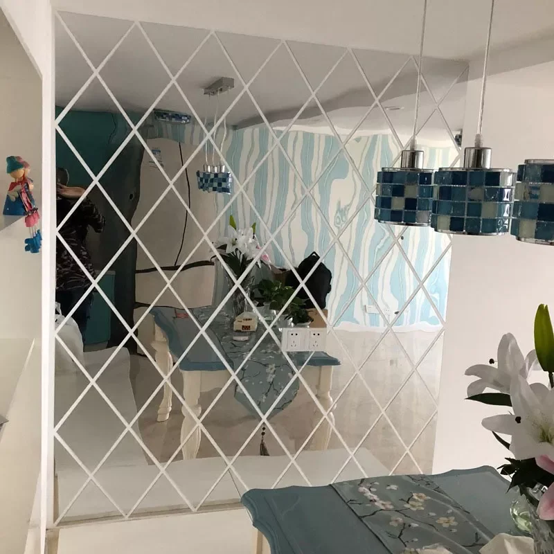 

3D Mirror Wall Sticker 17/32/58Pcs DIY Diamonds Rhombus Acrylic Mirror Surface Wall Stickers Living Room Decor pegatina de pared