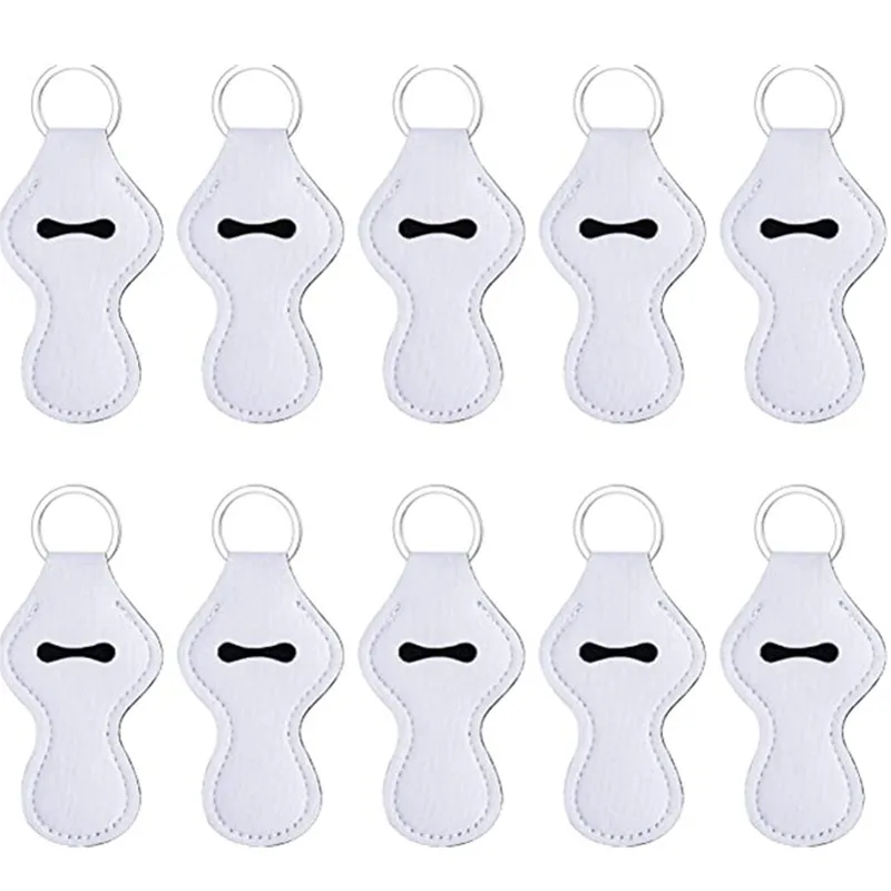 

10PC Bulk Blank Sublimation Chapstick Holder Neoprene Lip Balm Keyring Holder Customize DIY Lipstick Holder Keychain Blanks