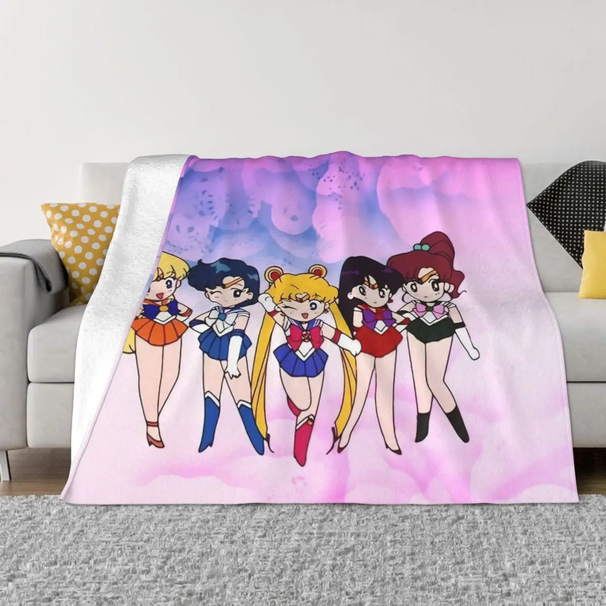 

Moon Girl Kawaii вязаное одеяло s коралловый флис плюшевое аниме теплое покрывало для спальни диван покрывало