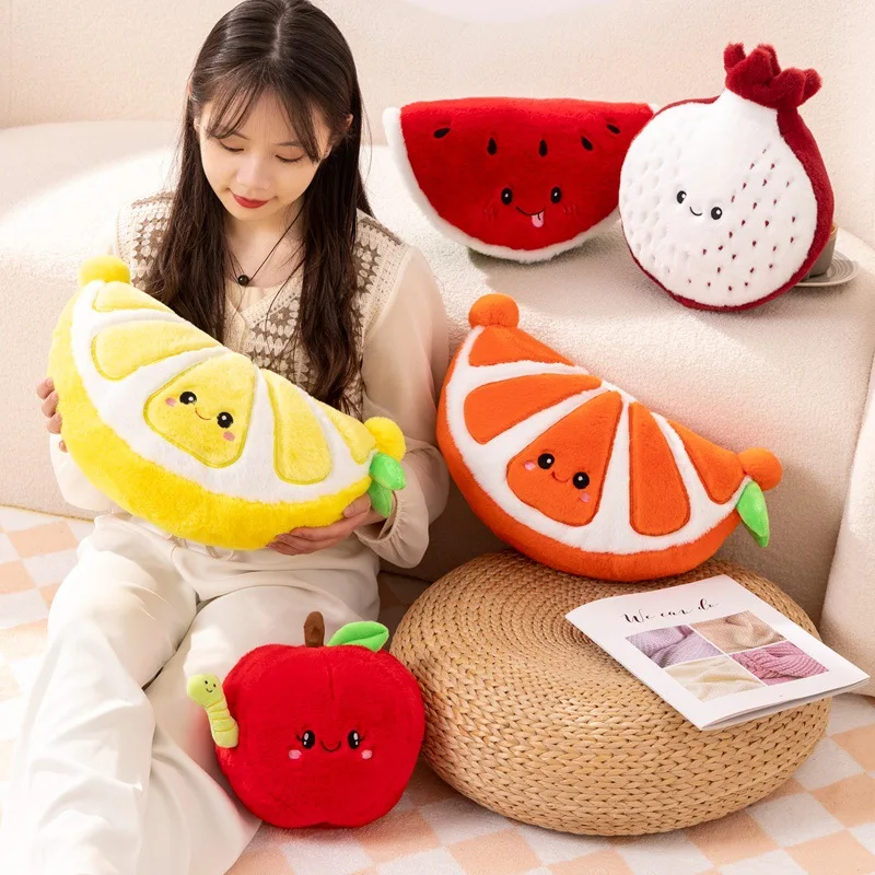 

Cute Fruits Plush Toy Simulation Apple Pomegranate Lemon Watermelon Grapefruit Throw Pillow Sofa Cushion Stuffed Dolls Kids Gift