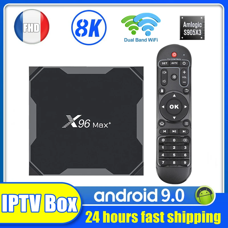Приставка Смарт-ТВ X96 Max Plus Android 9 0 Wi-Fi 4 + 32/64 ГБ Amlogic S905X3 8K |