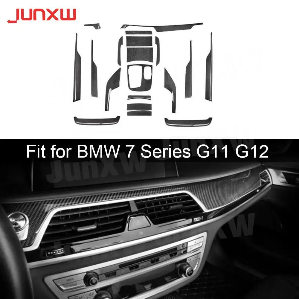 Наклейки из сухого углеродного волокна для внутренней отделки приборной панели центральной консоли, наклейки для BMW 7 серии G11 G12 730i 740i M760 2016-2019 Наклейки из сухого углеродного волокна для внутренней отделки приборной панели центральной консоли, наклейки для BMW 7 серии G11 G12 730i 740i M760 2016-2019