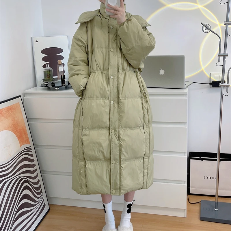 Pregnancy Winter Coat Down Jacket Women's Long Thickened Over-the-knee Loose Fluffy Maternity Down Coat Fahion Hooded Parkas