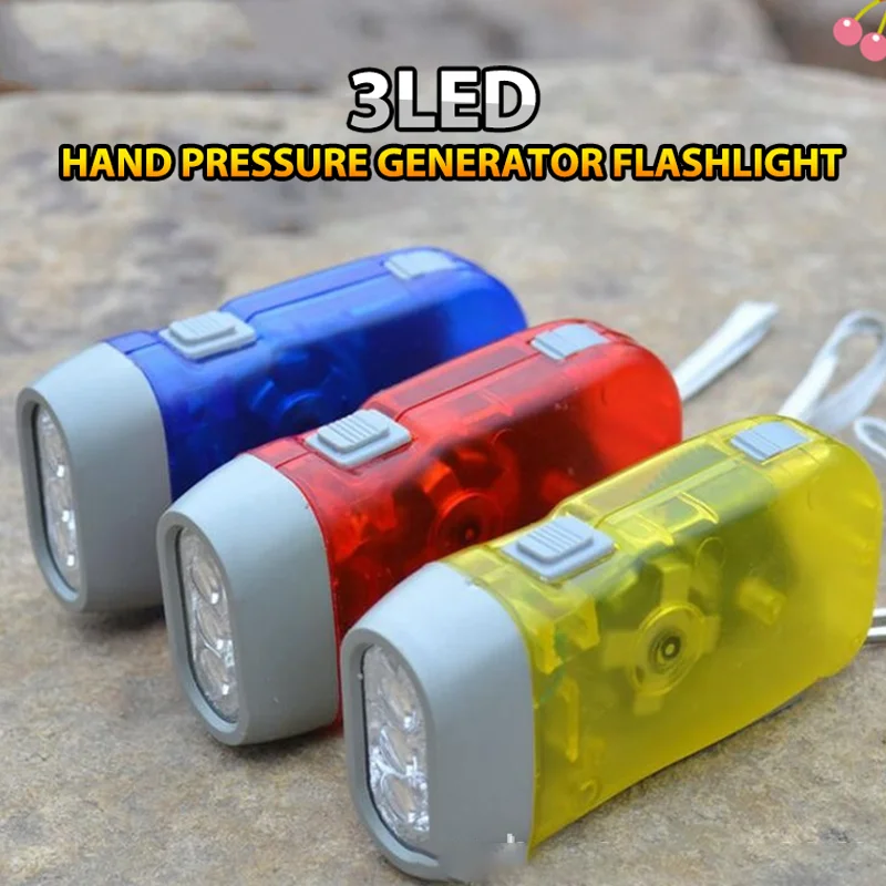 

New 3 LED Hand Pressing Dynamo Crank Power Wind Up Flashlight Torch Light Hand Press Crank Camping Lamp Light For Outdoor Home
