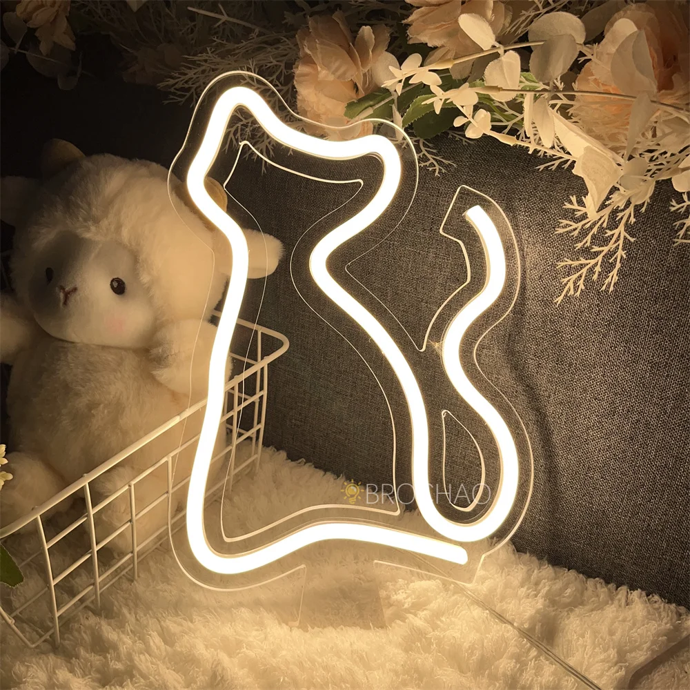 

Cats LED Neon Light Night Sign Wall Hanging Decor Children's Bedroom Decoration Desk Table Neon Lignts Lamps Birthday Gift