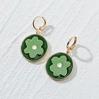spring elegant woman enamel red green flower earrings new pendant drop earring