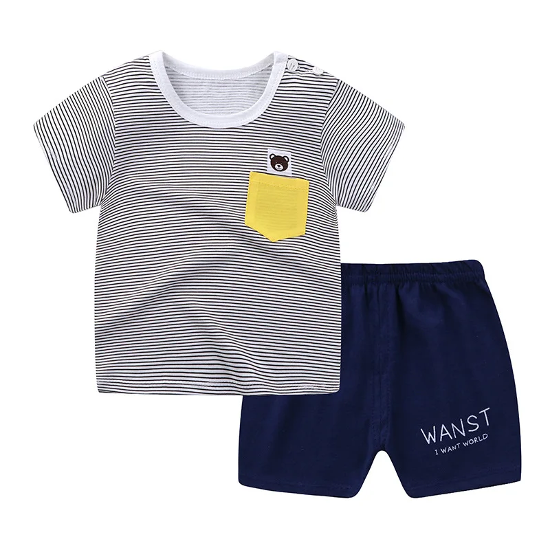 

2022 Baby Boy Clothes Sport Clothing Tracksuit Active Striped Tshirt +shorts summer Clothes Toddler boys Clothing Sets