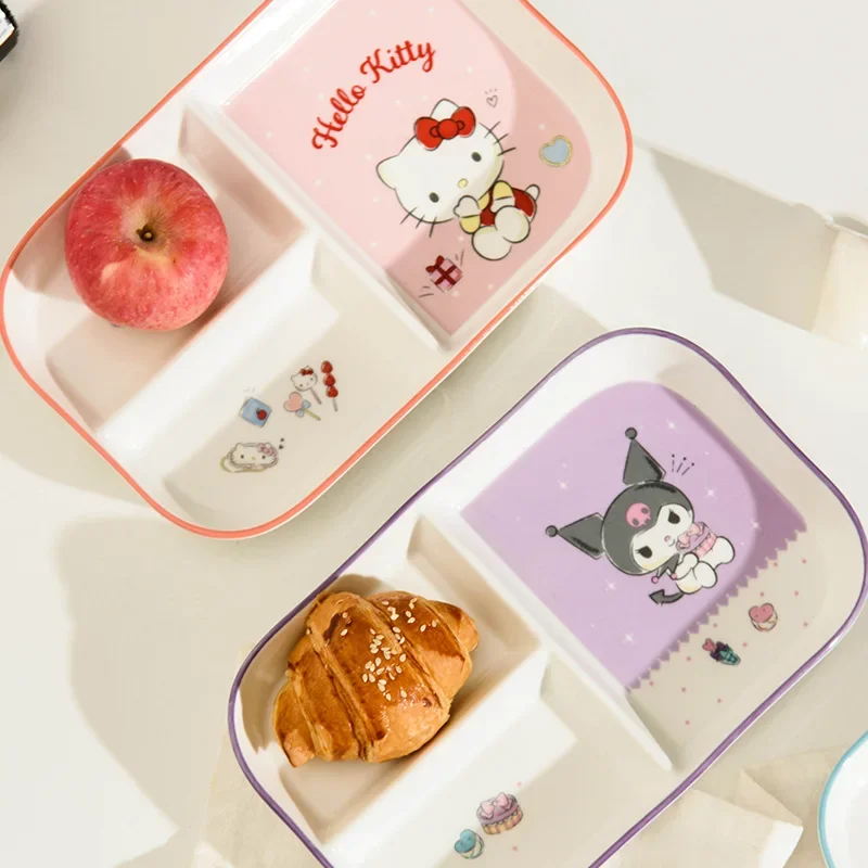 Sanrio Kawaii Hello Kitty детские разделительные тарелки My Melody Kuromi аниме мультфильм