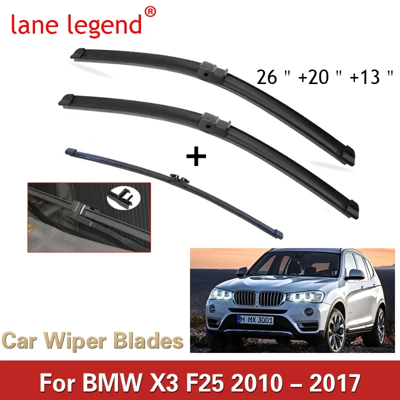 

Щетки стеклоочистителя для BMW, 3 шт., для BMW X3 F25 2010-2017 26 дюймов + 20 дюймов + 13 дюймов, аксессуары для лобового стекла, лобового стекла, 2015 2016 2017