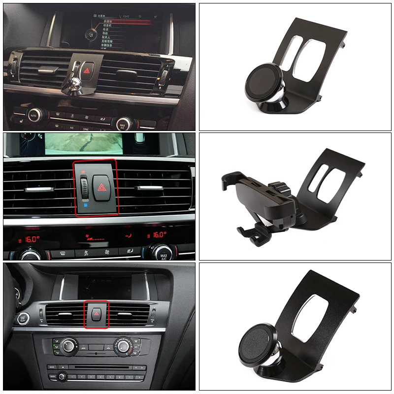 Soporte de teléfono móvil especial para coche, accesorio negro de aleación de aluminio para navegación GPS para BMW X3 X4 F25 F26 G01 G02 2011-2020