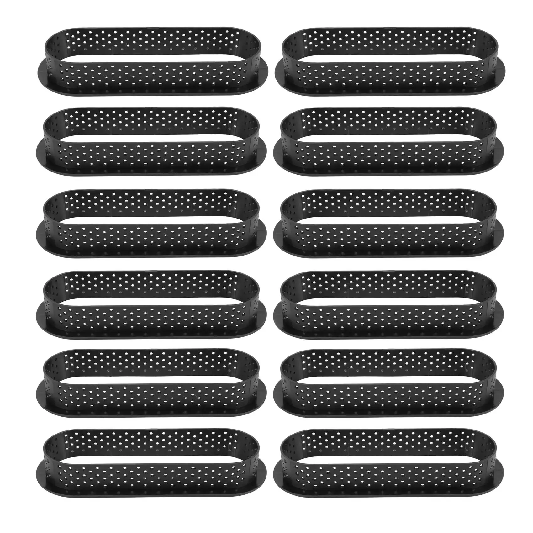 

12 Pieces Oval Tart Rings Heat-Resistant Perforated Cake Mousse Ring Non Stick Bakeware Tart Mini Cake Mold Cake Rings