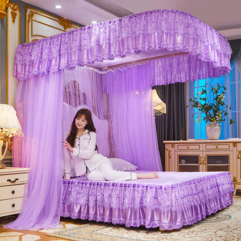 

Двойная кровать, москитная сетка, окно, дверь, подсвеченная кровать для взрослых, навес, палатка, украшение для комнаты девочки, домашняя меб...