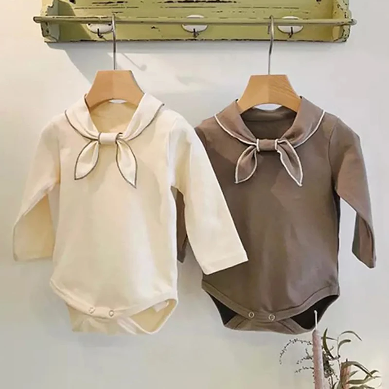 

Детский однотонный комбинезон с бантом, с длинным рукавом