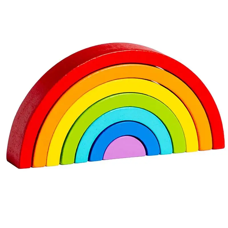 

Деревянные радужные строительные блоки для детей, Детский конструктор для детского сада, развивающие игрушки