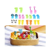 10pcs cartoon fruit fork set cute mini animal farm topic forks children snack cake dessert food fock bento box accessories