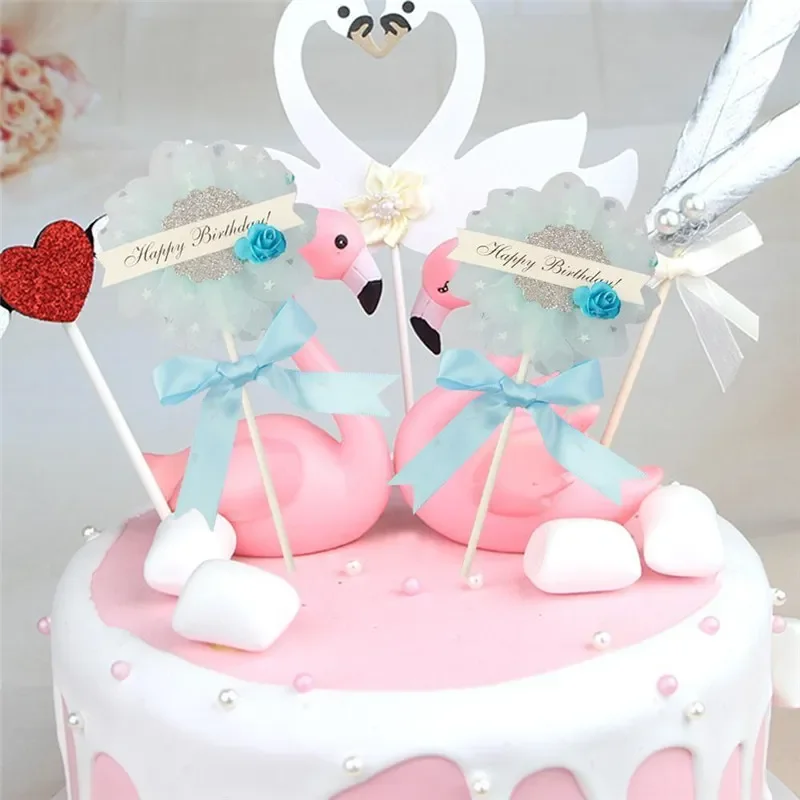 

Knot Bow Cupcake Topper Happy Birthday Decoration Home Kids Party Supplies Paper Cake Topper Baby Shower Favor Supplies