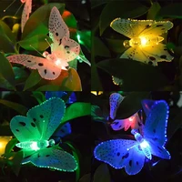 led solar powered butterfly fairy string lights outdoor garden holiday christmas decoration lamp fiber optic waterproof