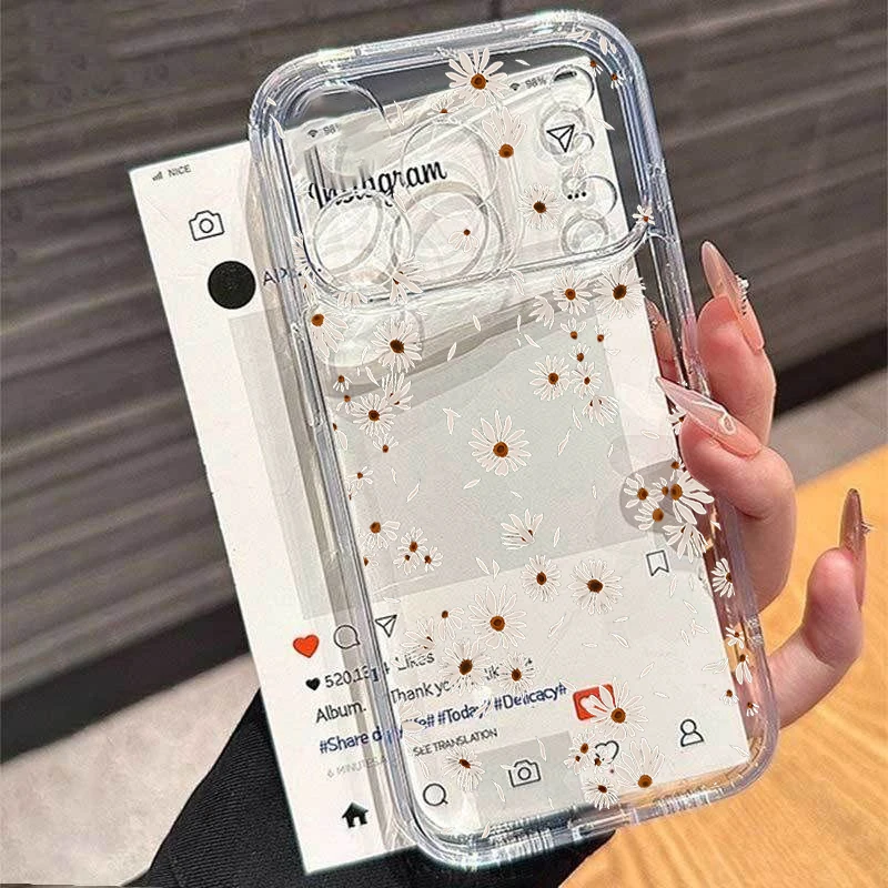 Чехол для iPhone 17, 16 Pro Max, 11, 15, 12, 14 Plus, 13 Mini, 17 Air, 16E с летним цветочным принтом и пчелами, прозрачный (art.: 3920d97ae4e80) - 3920d97ae4e80