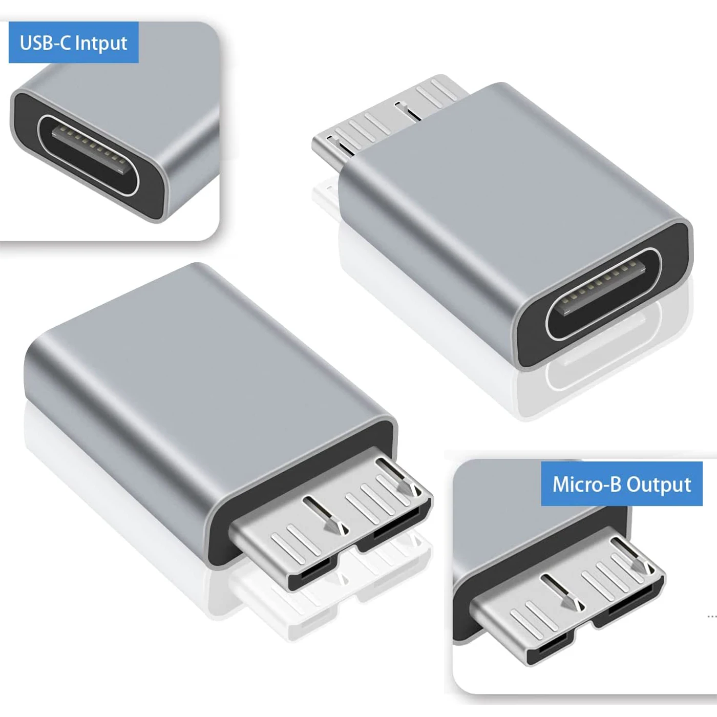 

Adaptador macho tipo a hembra 3,0, Conector Micro B a USB C 3,1, adaptador externo SSD HDD