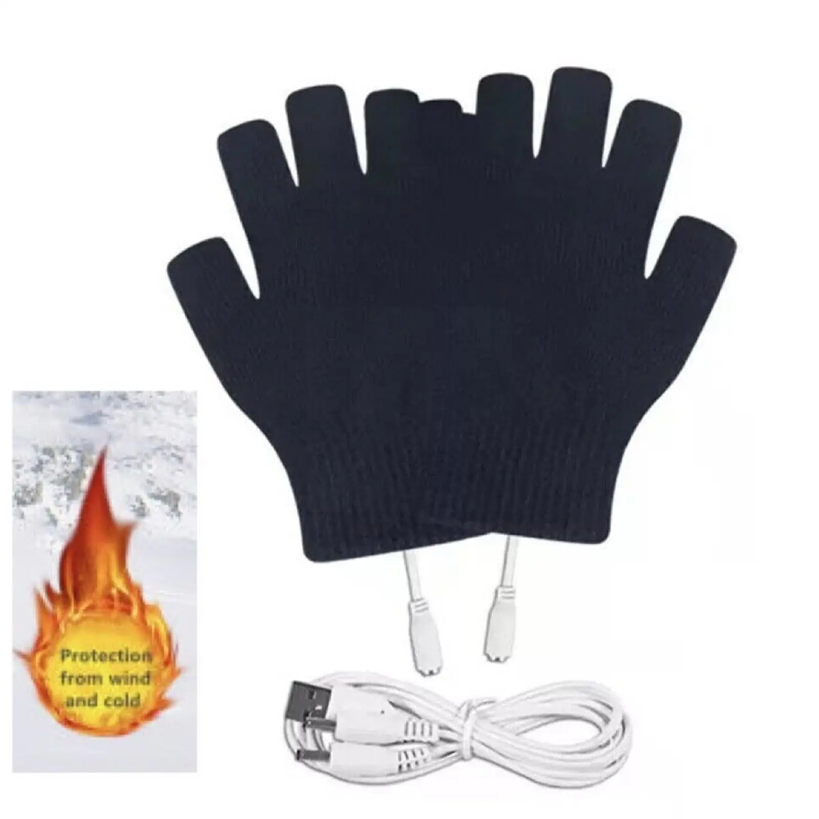 

1 Pair Winter USB Heated Gloves Warm Electric Heating Half Finger Gloves Washable Sports Thermal Knitted Mittens For Men Wo N2Y1