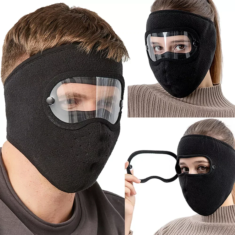 Anti Dust Face Mask Cycling Ski Breathable Masks Fleece Face Shield Hood with High Definition Anti Goggles Skullies