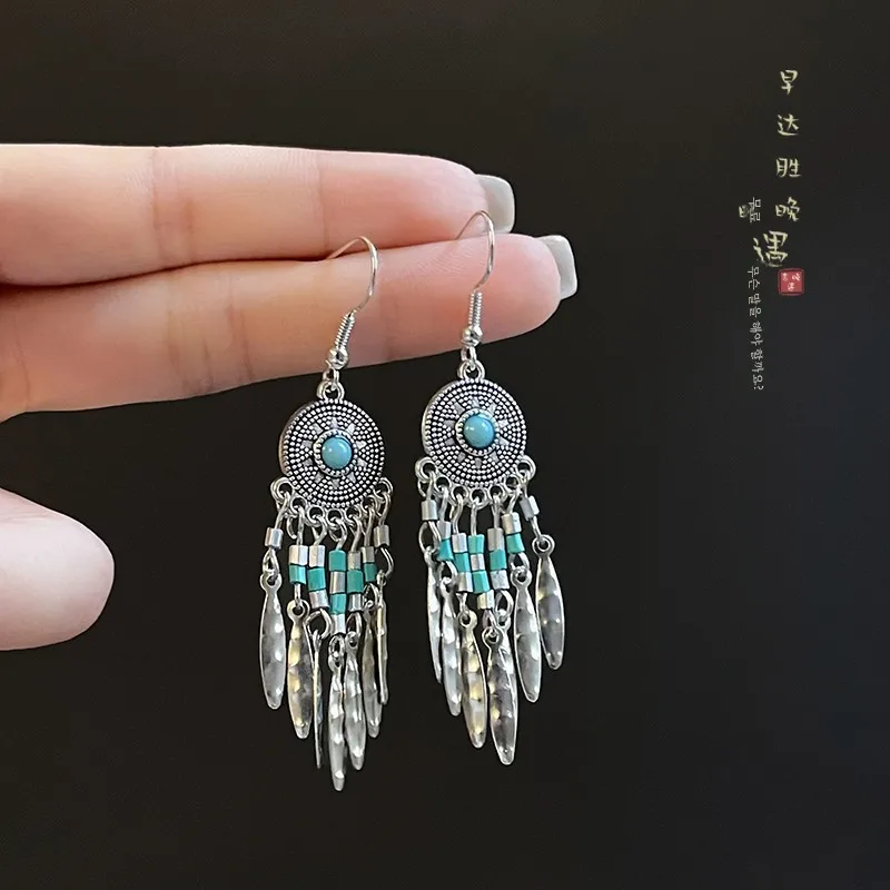 Новые высококачественные длинные серьги в китайском этническом стиле ретро