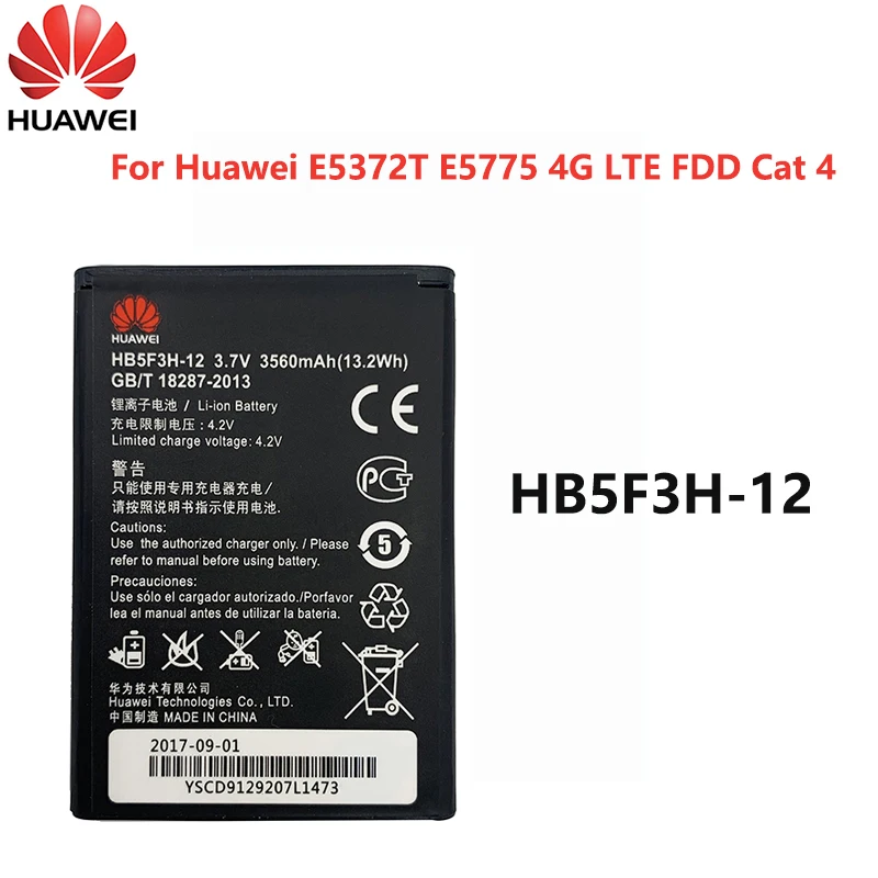 

Hua wei 100% Original HB5F3H 3560mAh High Quality Battery For Huawei E5372T E5775 4G LTE FDD Cat 4 WIFI Router HB5F3H-12