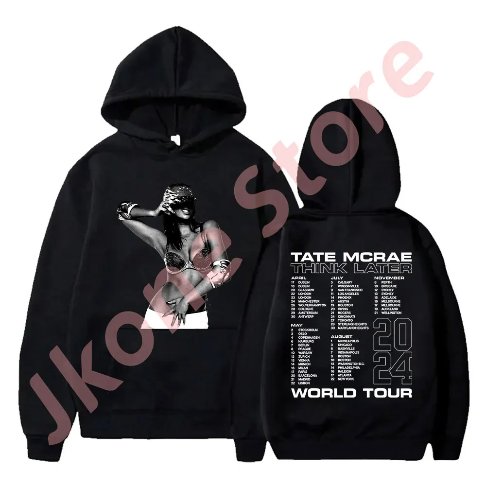 Tate McRae Think After World Tour Merch пуловер толстовки женские и мужские модные повседневные с