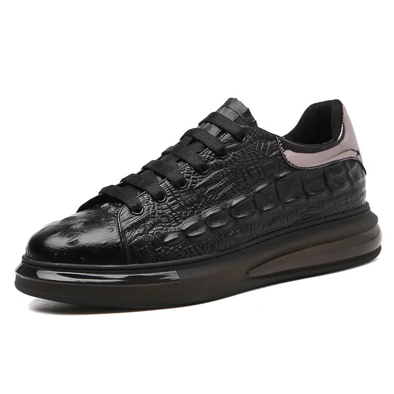 

Leather Shoes Men England Thick Soled Male Sneakers 2022 Spring Autumn New Crocodile Pattern Casual Shoes for Men