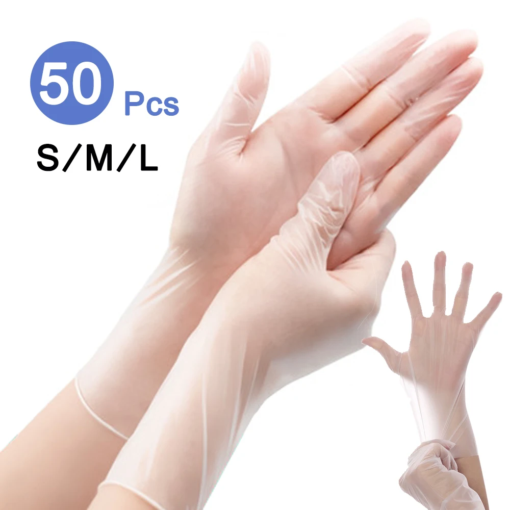 

50Pcs PVC TPE Disposable Gloves Waterproof Powder Free Latex For Tattoo Artists Beauticians Allergy Free Anti-Static Makeup