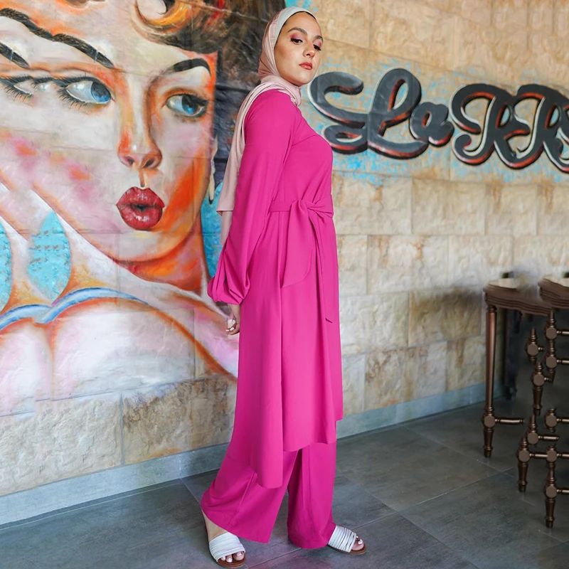 Women Muslim Sets Eid Outfit Abaya Hijab Double Suit Jilbeb 2 Piece Femme Musulman Dubai Set Prayer Ramadan Clothes For Ladies