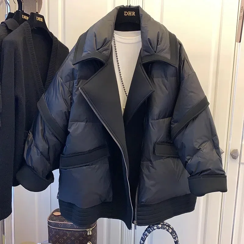 

New Women's Korean Style Winter Cotton-padded Jacket New Suit Collar Panel Parka Coat Short Loose Fashion And Chic Jackets