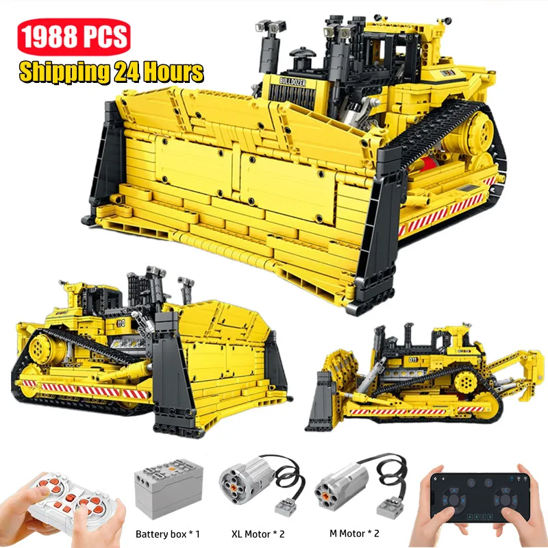 

Remote Control Mechanical Bulldozer Building Blocks Model RC Technical Truck MOC Engineering Vehicle Bricks Big Car Toy For Boys