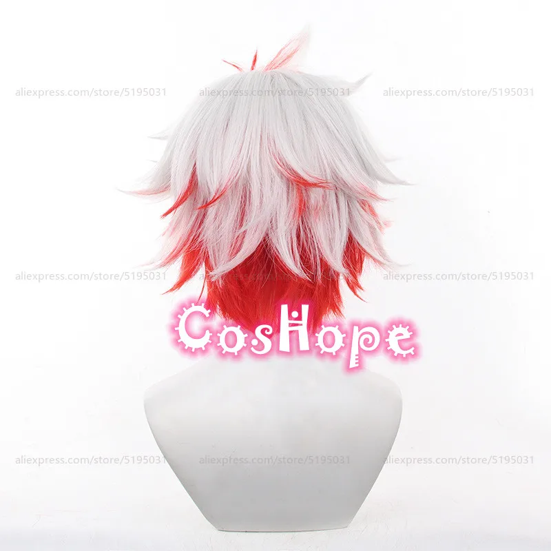 Шрам Косплей Парик 32 см Короткие волосы с вьющимся верхом Серебристый Белый