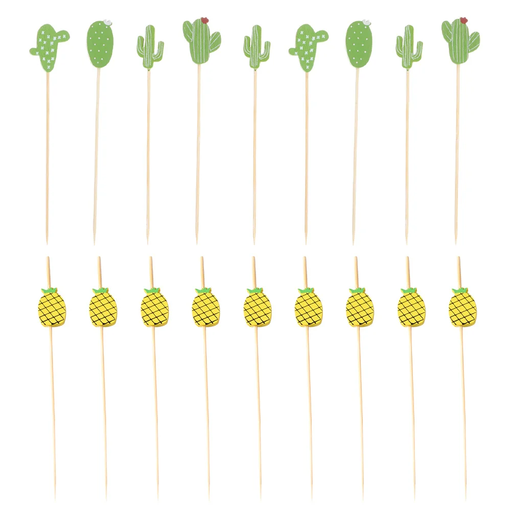 

200pcs Disposable Food Picks Pineapple Design Fruit Sticks Cocktail Pick