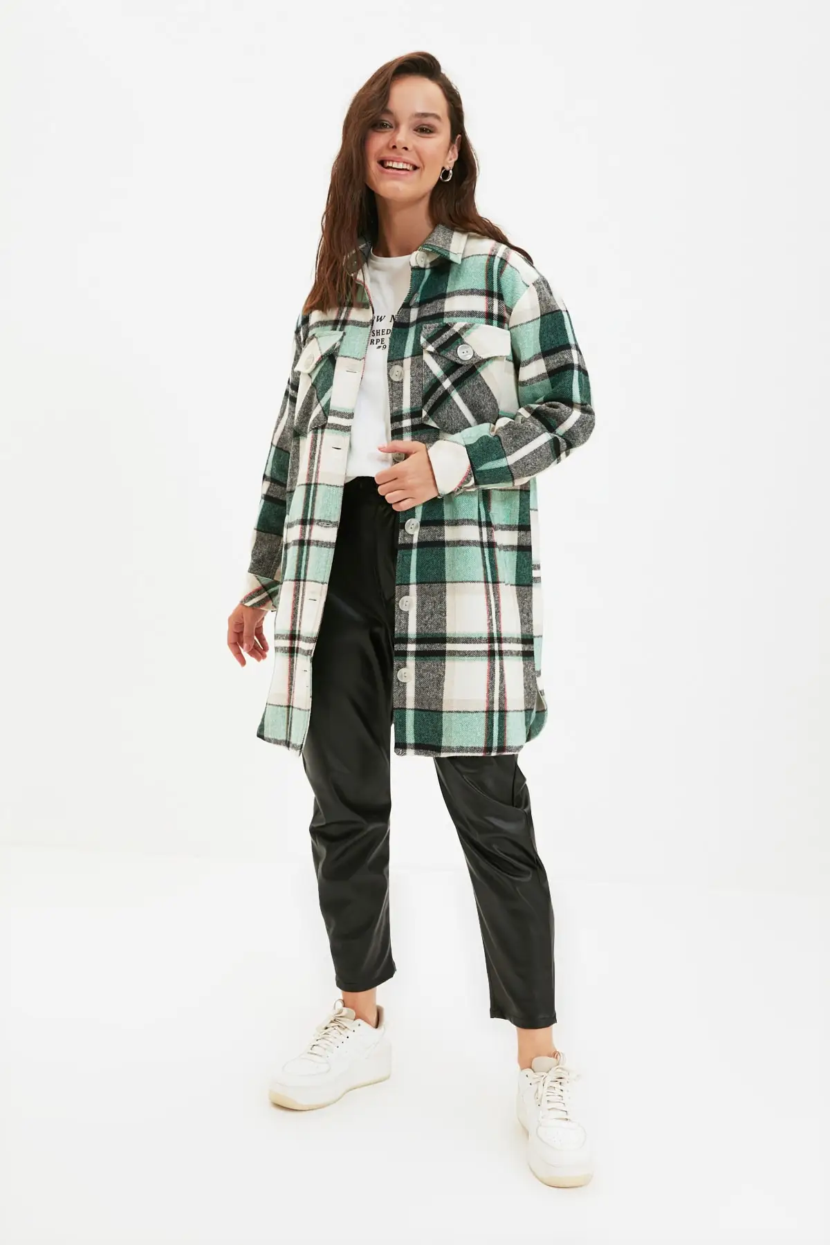 

Trendyol Wide Cut Plaid Lining Shirt Jacket Coat TCTAW22MO0383