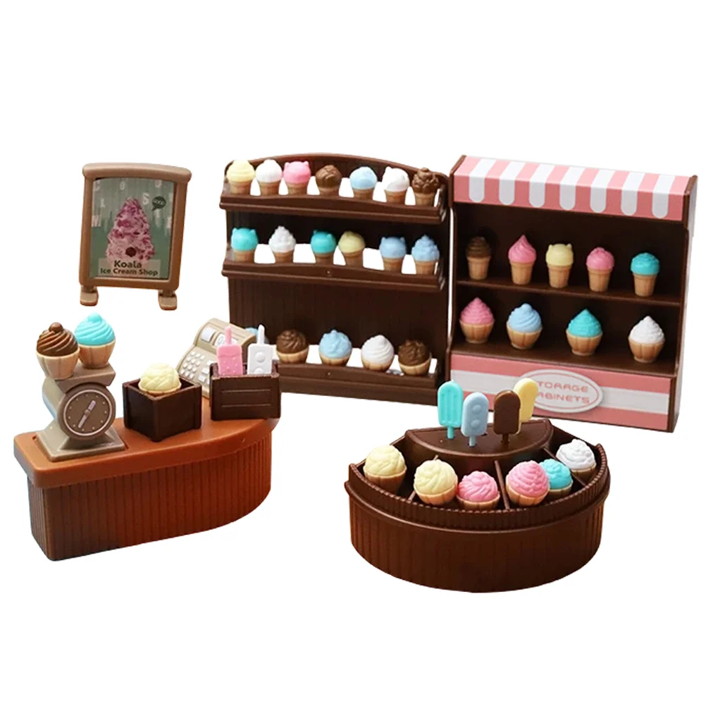 

1 Set Miniature Pretend Micro Landscape Decoration Miniature Ice Cream Miniature Cake Cabinet Model for Kids Toddler House