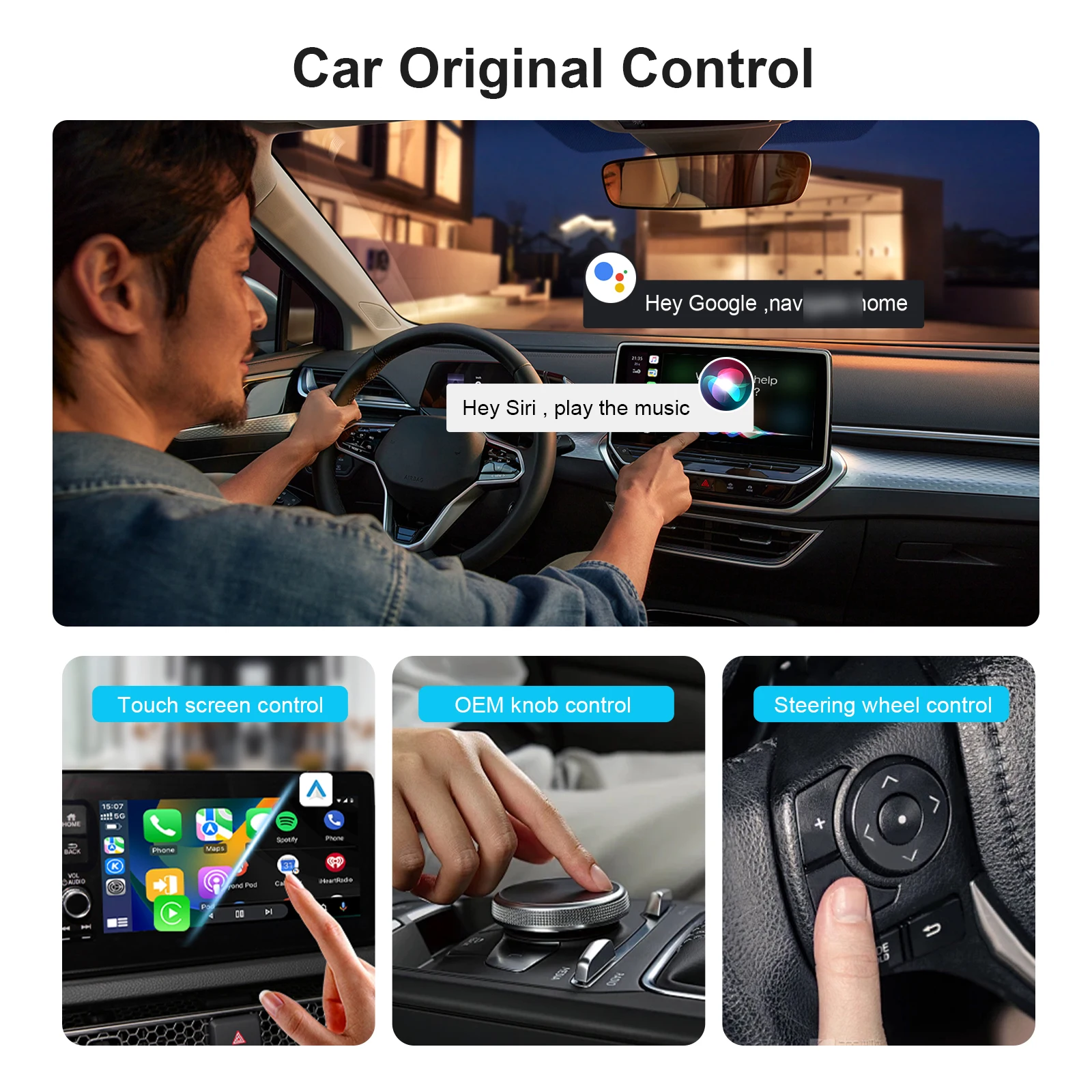 Фото EXPLOTER ApplePie Touch CarPlay AI Box для OEM-проводной Apple Carplay, 2,1-дюймовая HD-сенсорная панель, Android 13, Dual WiFi, 4G SIM-карта HDMI №5