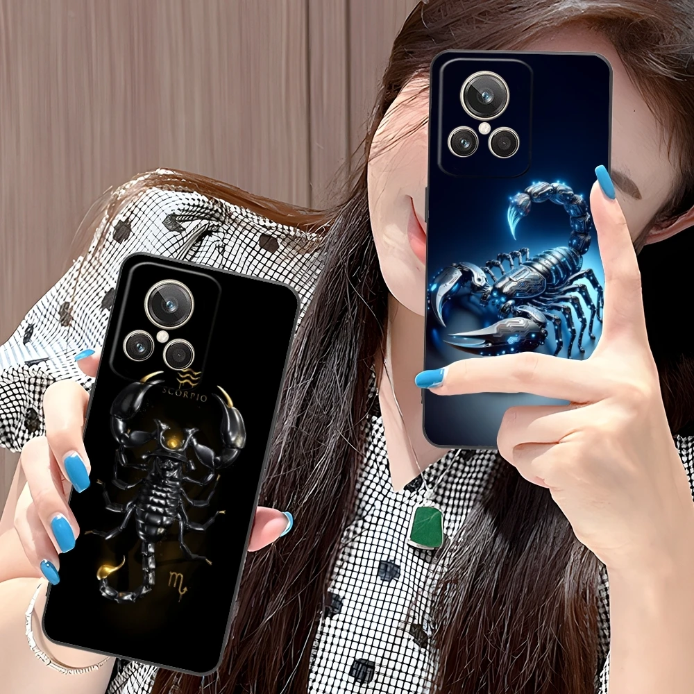 Colored Golden Scorpio Mobile Cell Phone Case for Realme GT 2 9i 8i 7i Pro X50 X2 C35 C21 C20 C11 C3 Black Cover Shell