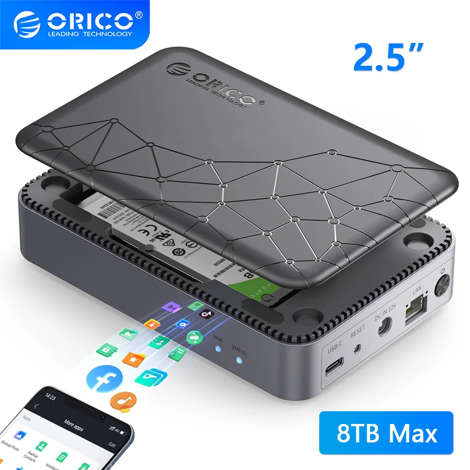 

ORICO 2.5" inch SATA SSD Enclosure NAS Network HDD Storage Box HD External Case USB Hard Disk Drive House Personal Cloud Server