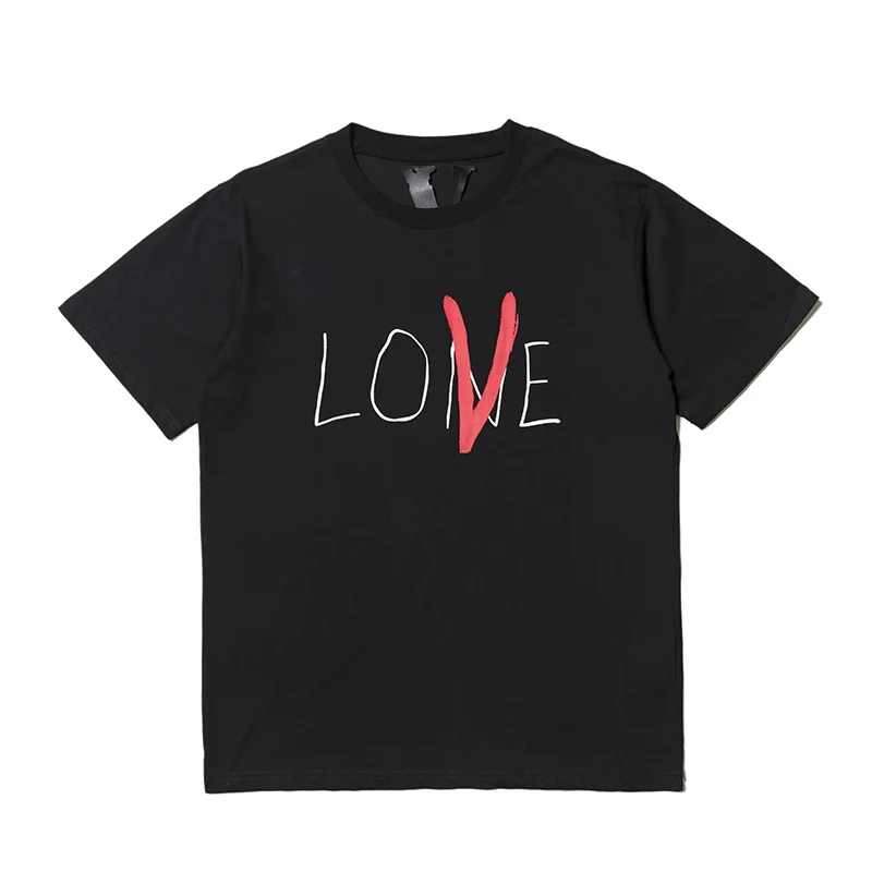 

Vlone Life Love Letter Printed Cotton round Neck Short Sleeve T-shirt Male and Female Couples Wear Wholesale