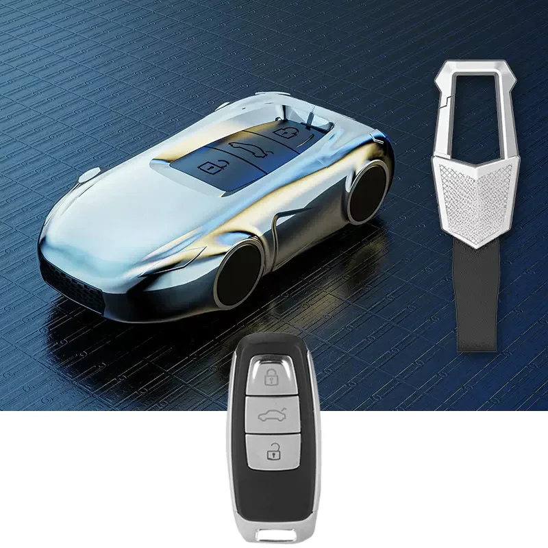 Цинковый сплав силиконовая флейта чехол с брелоком для Audi A3 A6 A7 A8 S8 Q8 E-Tron S3 S6 RS6 S7 RS7