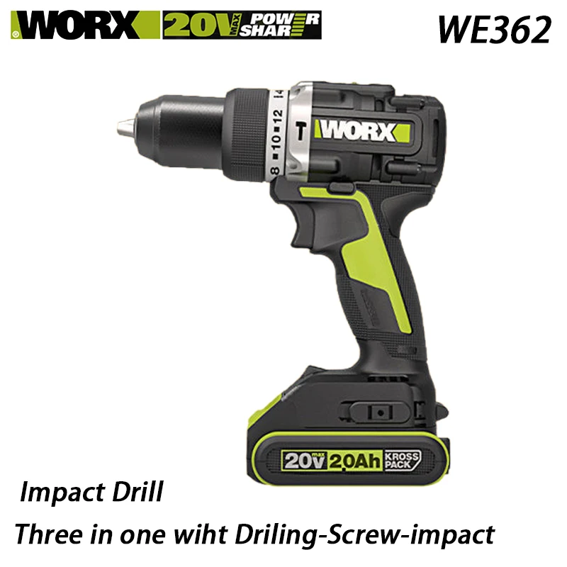 

Дрель ударная WORX WE362 аккумуляторная, 20 В, 60 Н · м