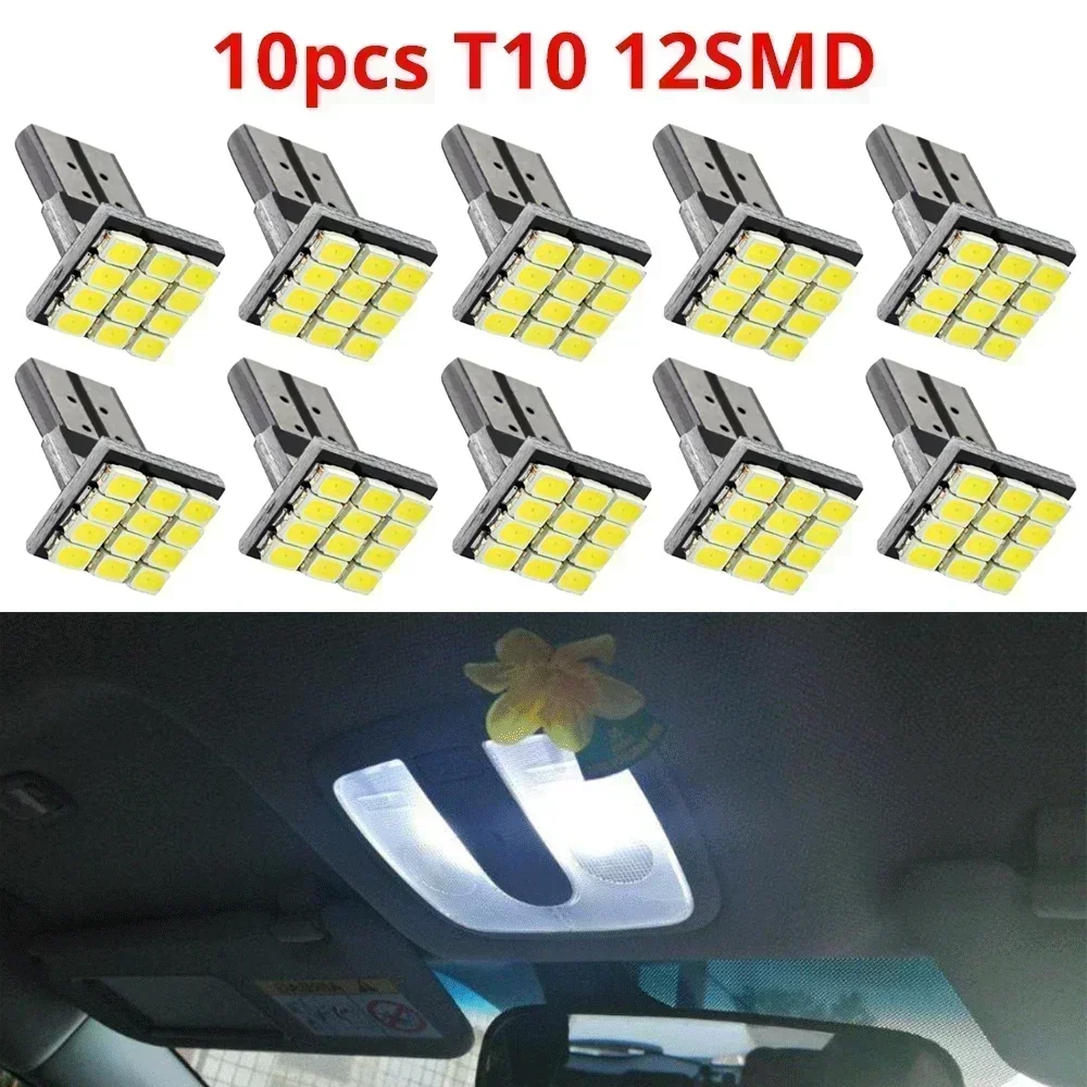 

10 шт. Белый T10 W5W 194 168 1206 9Led 12smd Автомобильная боковая габаритная лампа указателя поворота купольная внутренняя лампа резервного тормоза габаритный фонарь 12 В