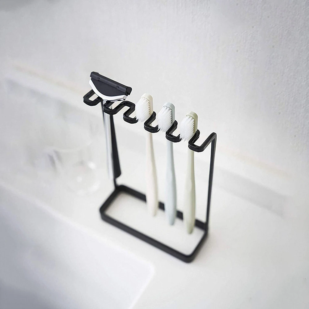 

Simple Multifunctional Iron Toothbrush Holder Curved Razor Storage Rack Anti-rust Bathroom Organizer Home Bathroom Accessories