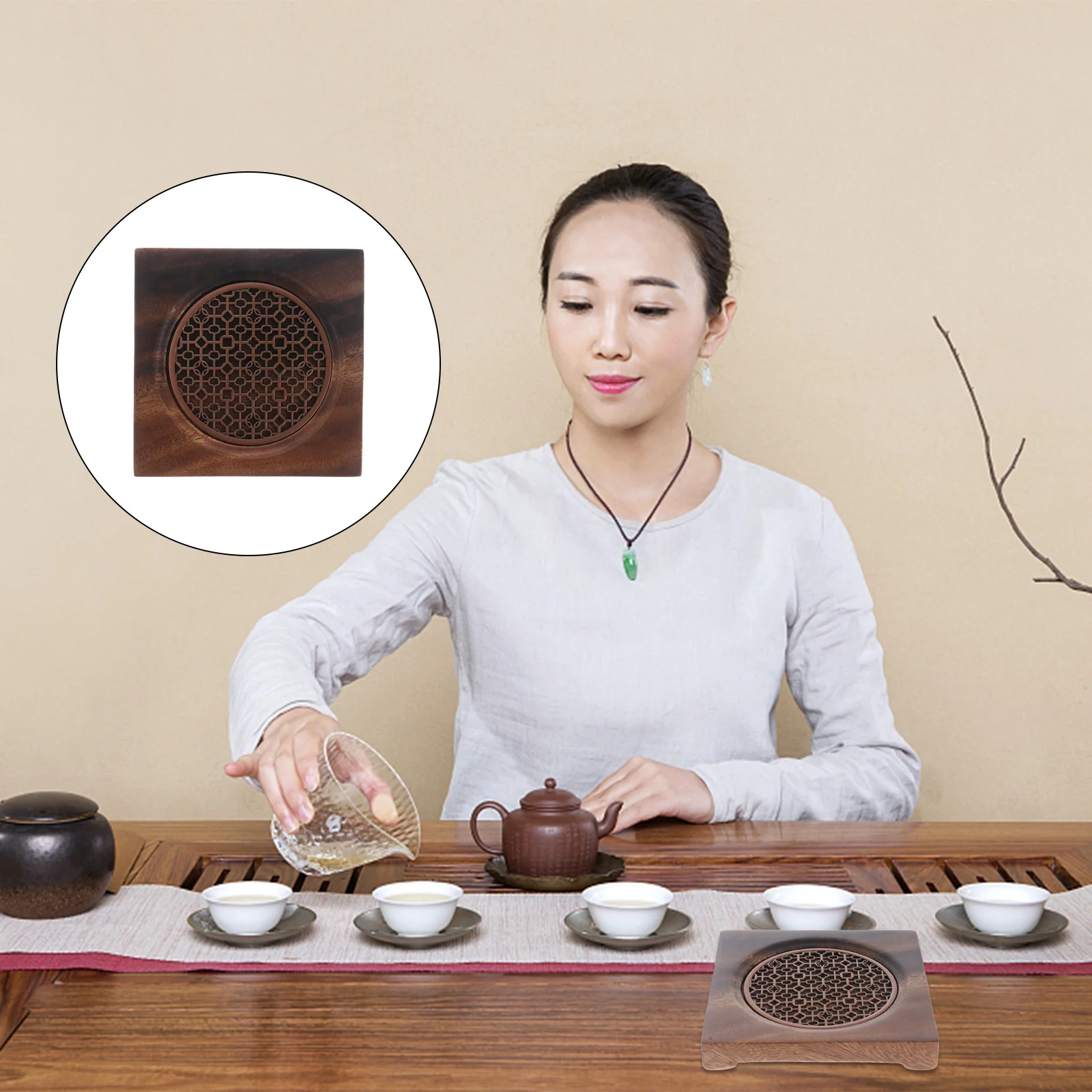 

1pc Durable Useful Creative Tea Serving Tray Tea Set Plate for Hotel Tea House Home