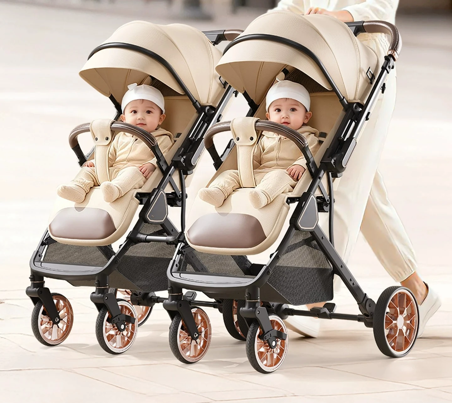 Фото Детские коляски Babyfond Twin позволяют сидеть и лежать, подходят для детей от 0 до 3 лет, складываются, легкие, удобны для прогулок с малышом. №4