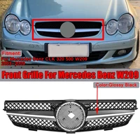 diamond style front grill car front bumper mesh upper grille grill for mercedes benz clk 320 500 w209 2003 2009 racing grille