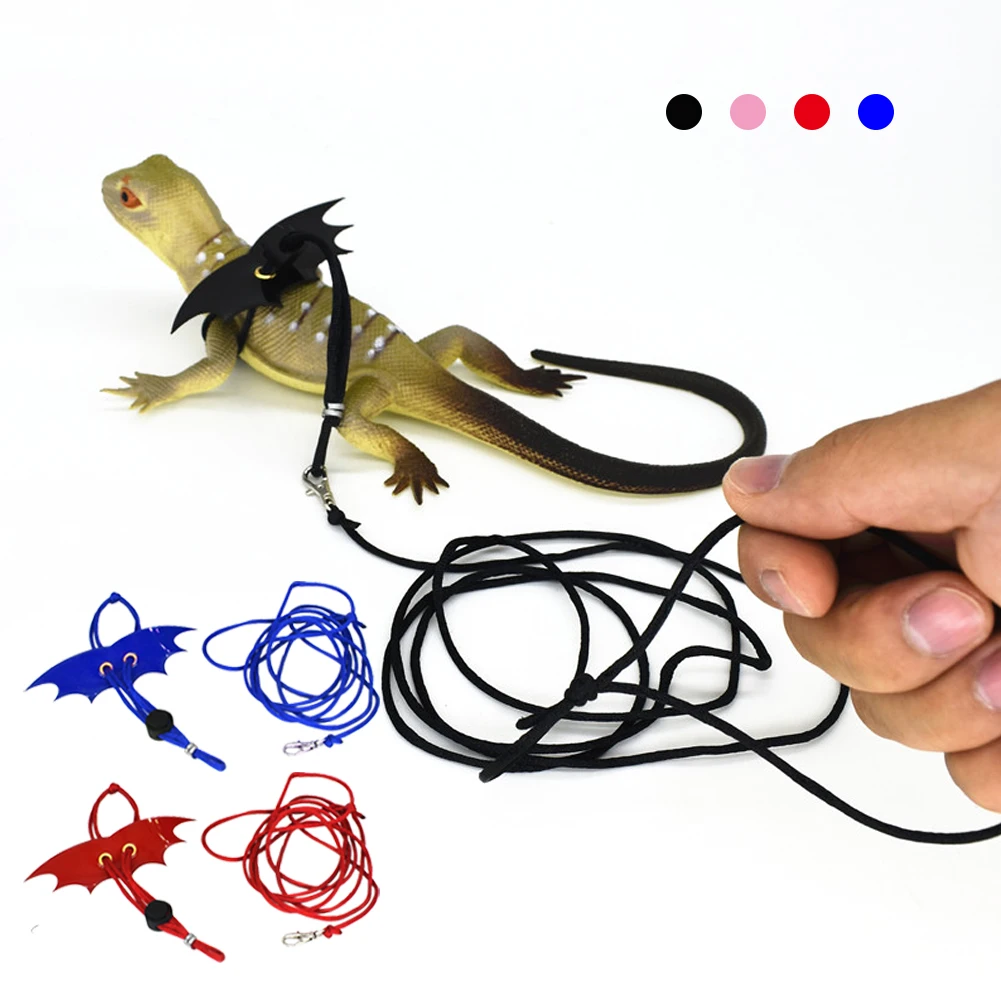 

Поводок из Кожи Ящерицы с крыльями, рептилий, медвежьих драконов, регулируемый поводок с крыльями, товары для домашних животных